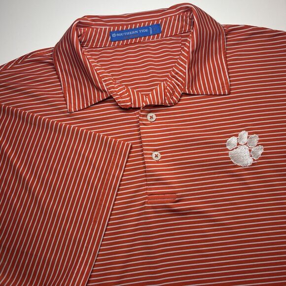 Southern Tide Clemson University Tigers Orange Polo Club Shirt Men L Performance - Picture 3 of 10